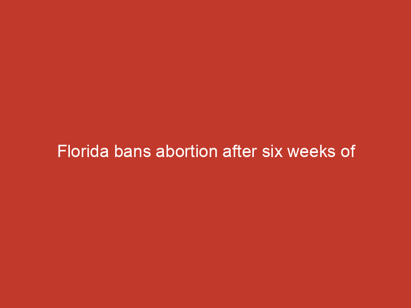 Florida bans abortion after six weeks of pregnancy