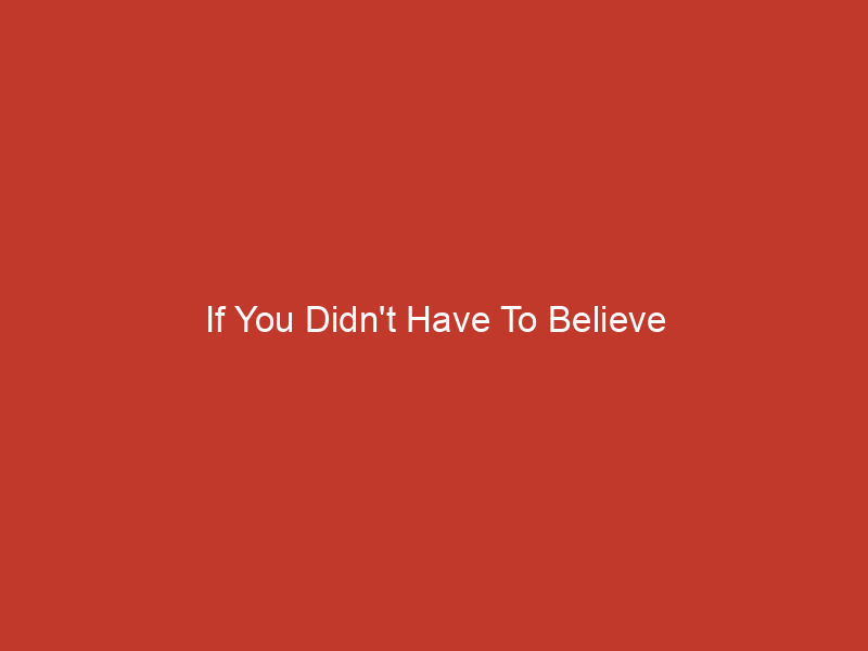 If You Didn't Have To Believe