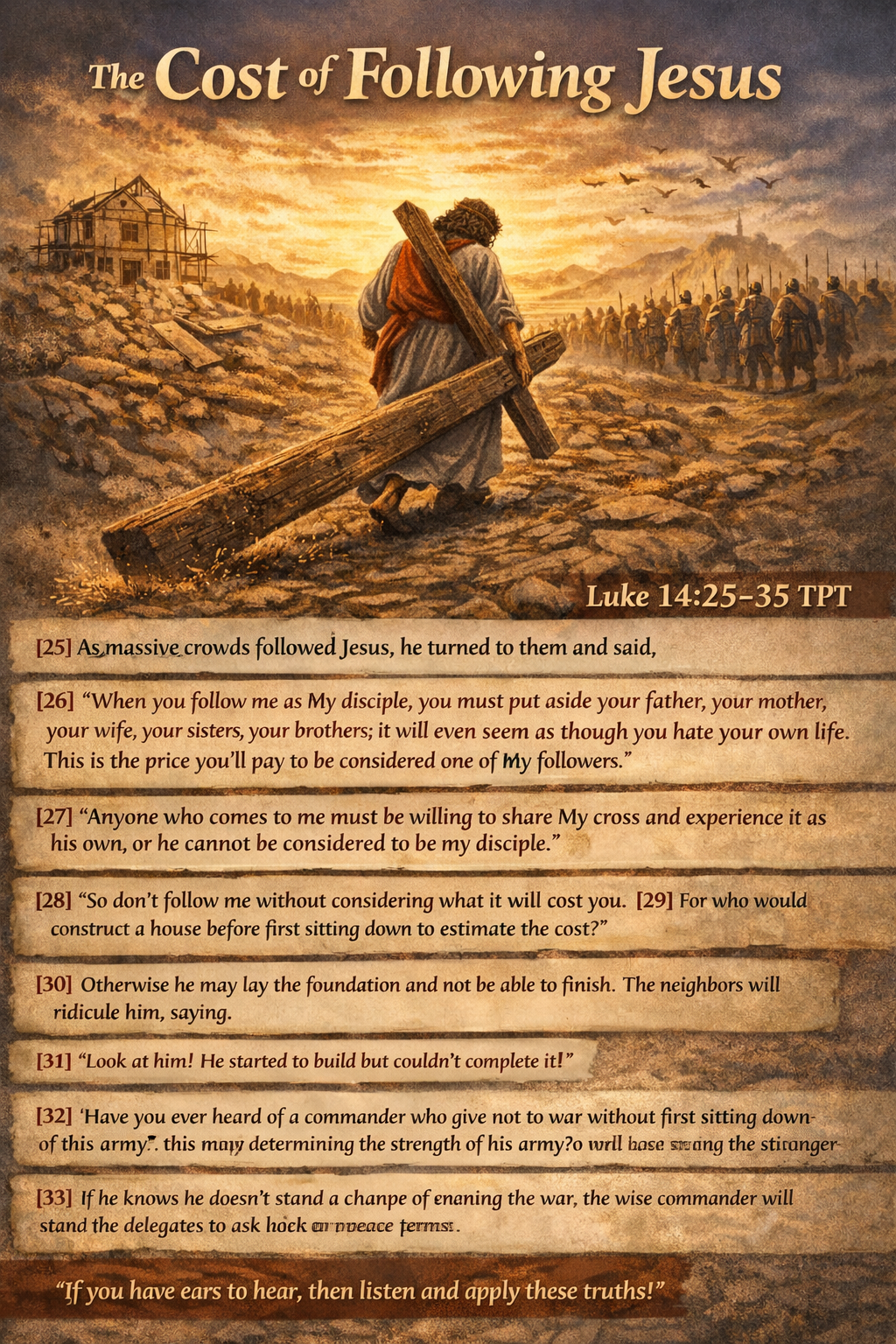 The Cost of Following Jesus Luke 14:25–35 (TPT) 7 The Cost of Following Jesus