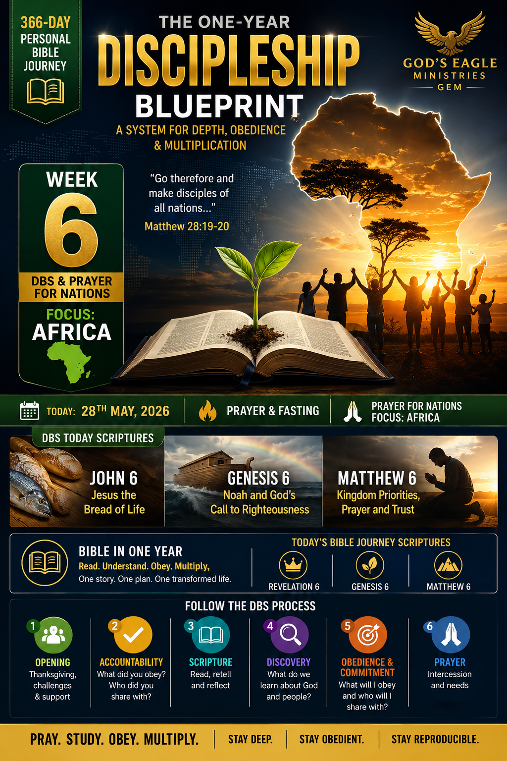 Home - Gods' Eagle Ministries - GEM 138 THE ONE-YEAR DISCIPLESHIP BLUEPRINT — WEEK 6 DBS & PRAYER FOR NATIONS (FOCUS: AFRICA)
