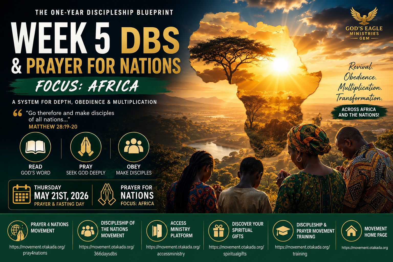 Home - Gods' Eagle Ministries - GEM 140 Week 5 DBS & Prayer for Nations Focus: Africa
