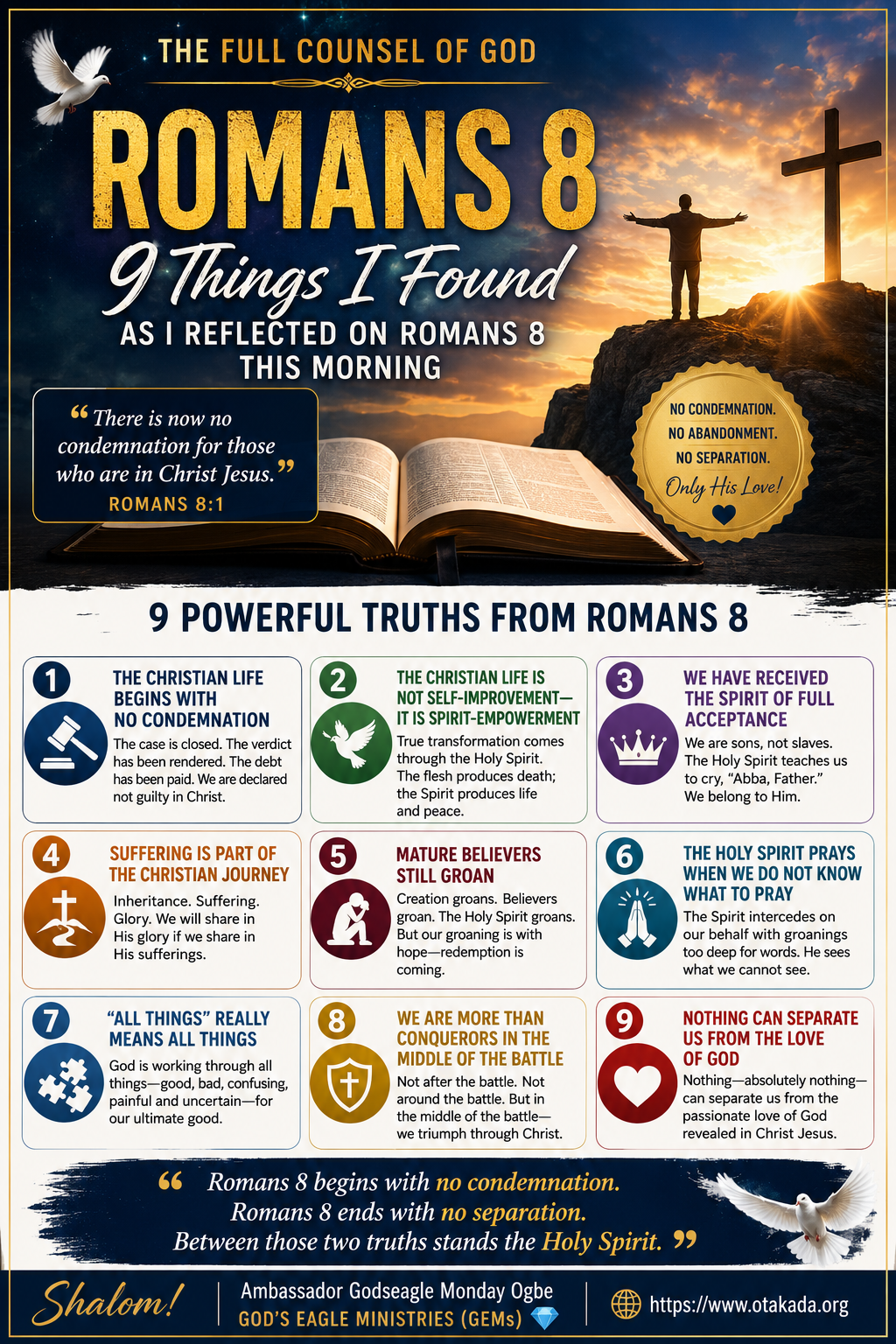 Romans 8 &mdash; 9 Things I Found As I Reflected on Romans 8 This Morning