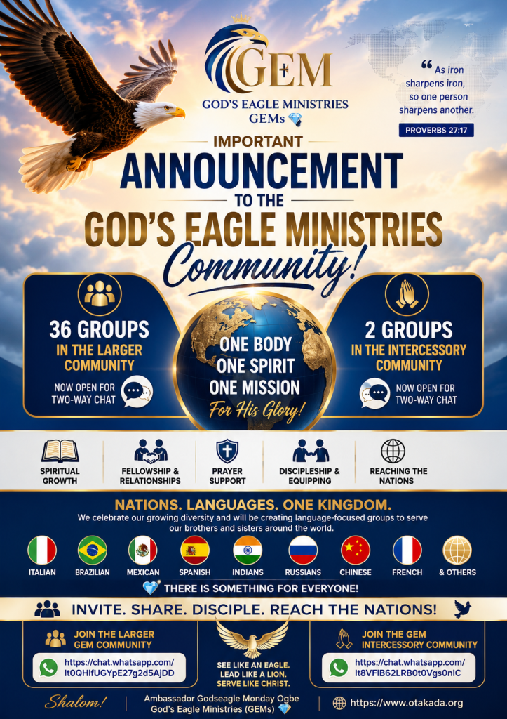 Important Announcement To the God’s Eagle Ministries Community 2 Important Announcement To the God’s Eagle Ministries Community