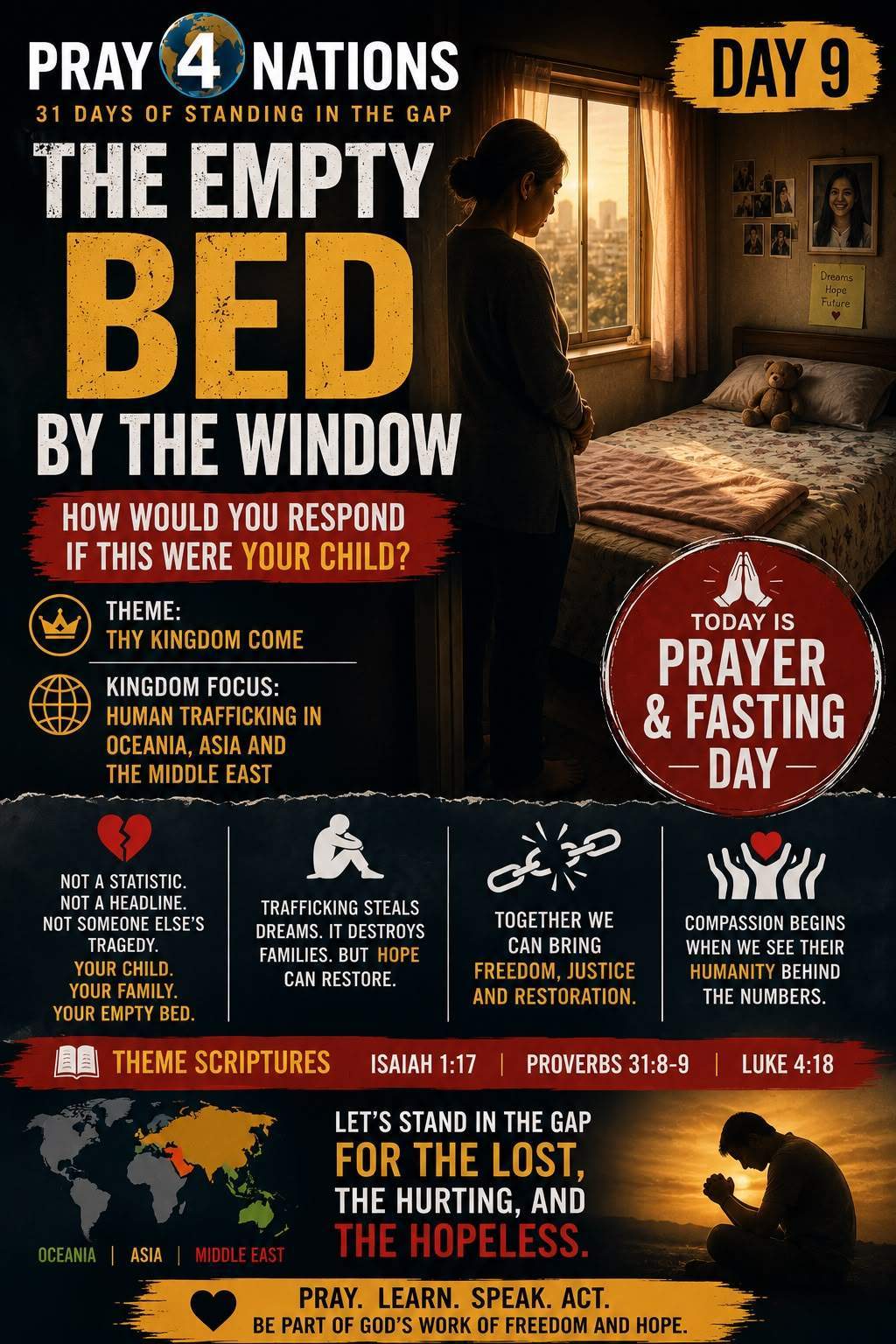 Home - Gods' Eagle Ministries - GEM 141 Pray4Nations - Today’s Strategic Prayer Focus - DAY 9 - The Empty Bed by the Window